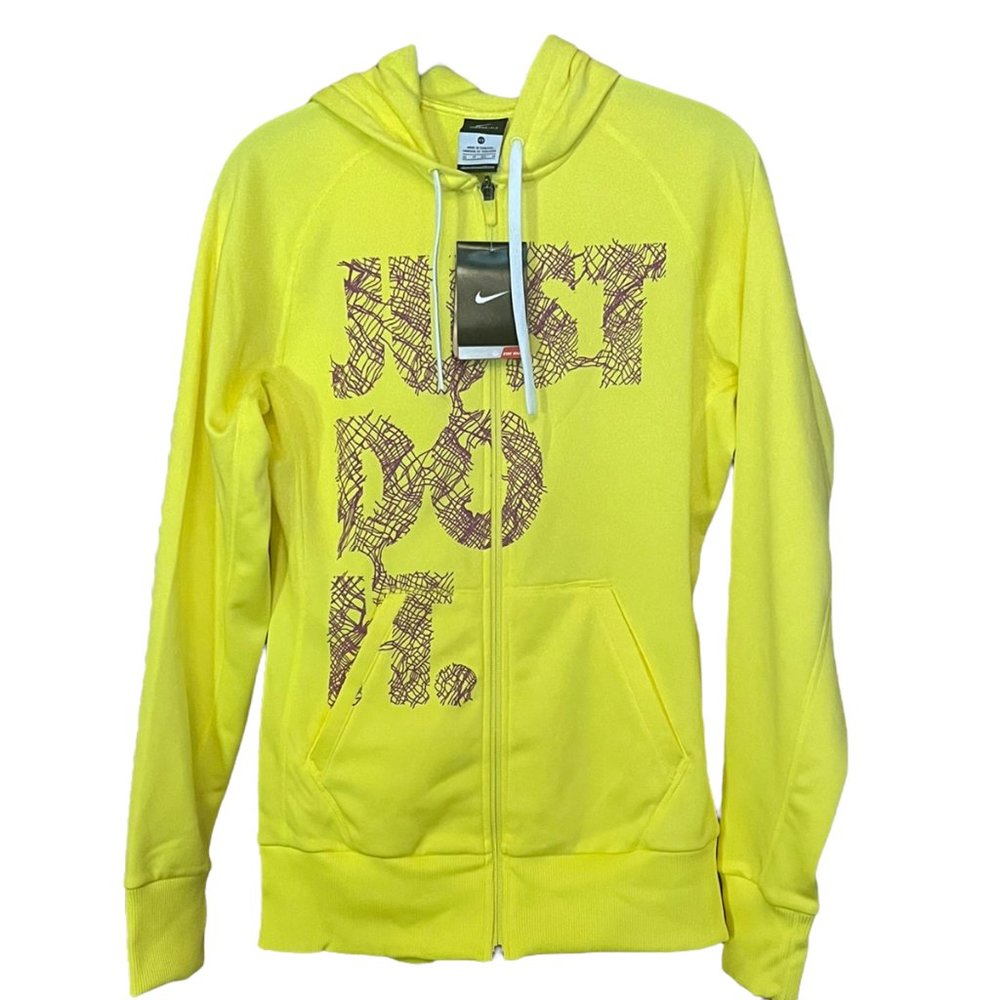 NEW with tags - XS Women's "Just Do It" NIKE Zip Therma-Fit Yellow Hoodie